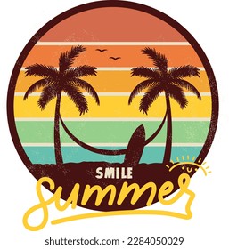 SMILE cara verano, playa de verano,vectores vintage