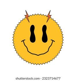 Sonríe Cara. Sonrisa Trippy. Rayos faciales. vector libre de cara