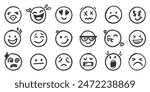 Smile faces icon in hand drawn style. Doddle faces vector illustration on isolated background. Happy and sad face sign business concept.