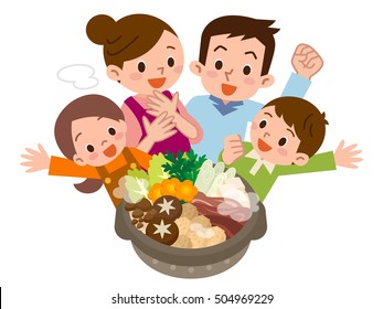 Smile of family rejoice in Casserole