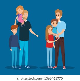 smile fathers friends with their daughter and sons