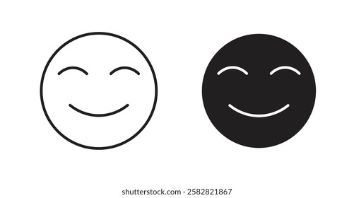 Smile filled and outlined icons vectors on white background