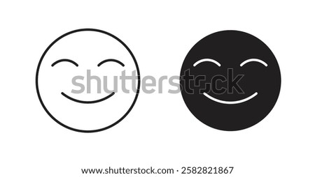 Smile filled and outlined icons vectors on white background