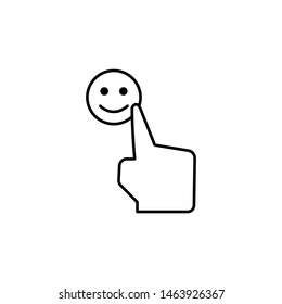 Smile, finger, touch, experience icon. Element of corruption icon. Thin line icon on white background