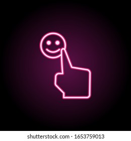 Smile, finger, touch, experience neon icon. Simple thin line, outline vector of touch gesture icons for ui and ux, website or mobile application