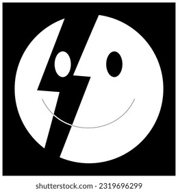 Smile Flash Patch V79 Patch Streetwear, Urban Design Black and White Colors Patch Uso comercial