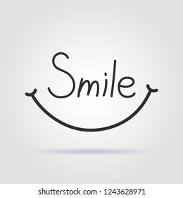 Smile font design on gray background with shadow