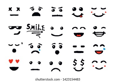 Men Cute Mouth Eyes Facial Expressions Stock Vector (Royalty Free ...