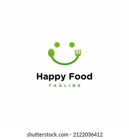 smile food logo design on isolated background, happy food logo design concept modern
