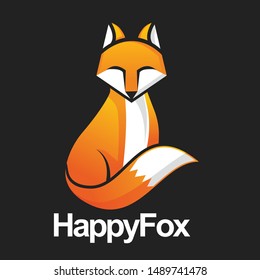 smile fox logo design template