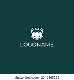 smile frog camera eye logo concept vector icon