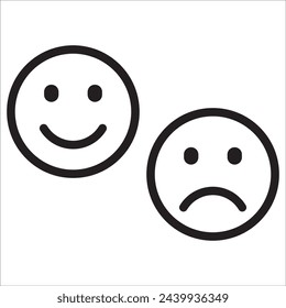 Icono de la sonrisa y el ceño fruncido Cara emoticono signo Vector EPS 10