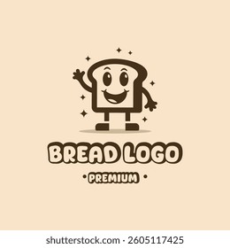 Smile Funny Bread Character, Retro Mascot Character