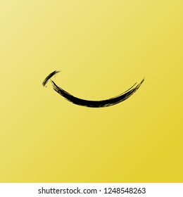 Smile from Funny Brush Vector Icon. Inspirational and Motivational Graphic Illustration with Black Texture on Yellow. Boost your Mood Smiley, Enjoy Card. Wellbeing and Carefree. Social Media Chat Sign