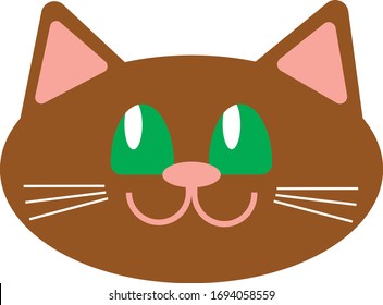 smile funny cat face red  on white background