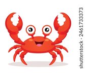 Smile funny crab cartoon character isolated on white background.