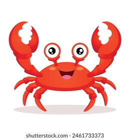 Smile funny crab cartoon character isolated on white background.