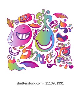 Smile Funny Monsters Colorful Vector Illustration