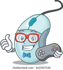 Smile gamer computer mouse cartoon mascot style