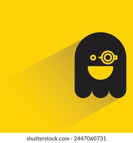 smile ghost icon with shadow on yellow background