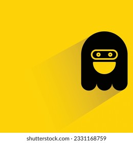 smile ghost with shadow on yellow background