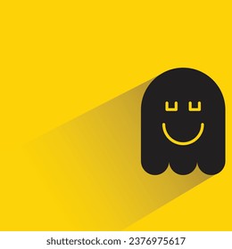smile ghost with shadow on yellow background