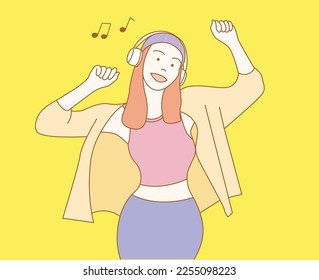 Smile Girl listening music illustration