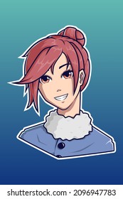 Smile girl in winter character illustration