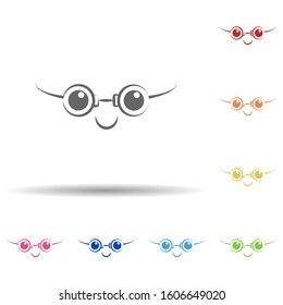 Smile glasses face in multi color style icon. Simple thin line, outline vector of smile icons for ui and ux, website or mobile application