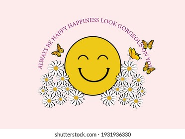 smile good feelings
butterflies and daisies positive quote flower design margarita 
mariposa
stationery,mug,t shirt,phone case fashion slogan  style spring summer sticker and etc