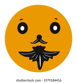 Smile with graceful beard. Icon. Colorful graphic sketch. Idea for decors, logo, covers, holidays, gifts, art. Isolated vector.