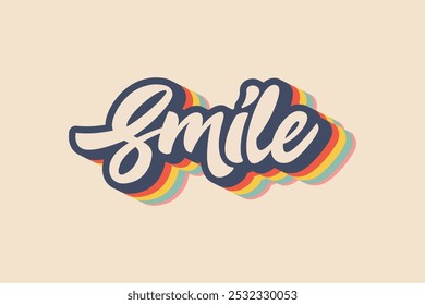 Smile Groovy 70s Retro Vintage T-Shirt Design – Playful Aesthetic Typography Vector Template for T-Shirt, Kid Tee, Banner, Poster, Wall Art, Sticker, Mug, Tote Bag, and Mini Sign