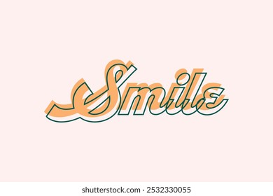 Sonrisa Groovy años 70 retro Antiguas diseño de la camiseta - Plantilla de Vector de tipografía estética juguetona para camiseta, camiseta para niños, Anuncio, póster, arte de la pared, pegatina, taza, bolsa de mano y mini signo