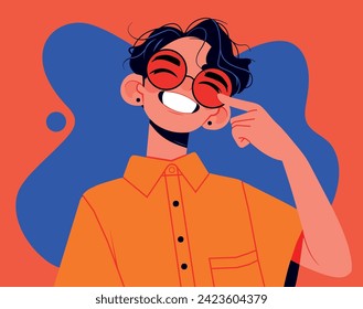 Smile guy. Young man in sunglass.