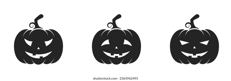 Smile halloween pumpkin icons. autumn symbols for web design. isolated vector images in simple style
