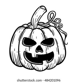 smile halloween pumpkin using hand drawing style