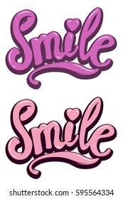 Smile. hand drawn lettering phrase on white background. Vector illustration