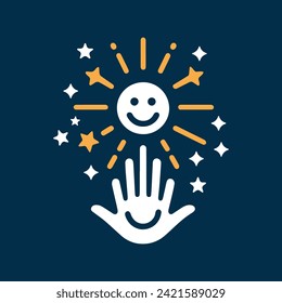Smile Hand Kid Child Reaching Dream Stars vector Illustration