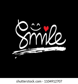 Smile hand lettering. Shirt design.