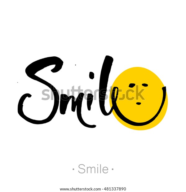 Smile Handdrawn Lettering Phrase Smile Tshirt のベクター画像素材 ロイヤリティフリー