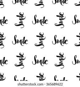 Smile handwriting calligraphy seamless pattern.