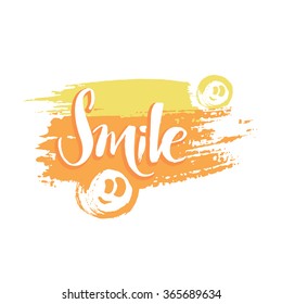 Smile handwriting calligraphy.Brush painted letters. Decoration element for cards and invitations.