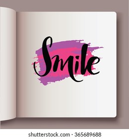 Smile handwriting calligraphy.Brush painted letters. Decoration element for cards and invitations.