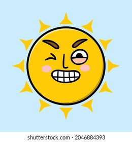 Smile Happiness cute sun emoticon cartoon icon illustration design isolated flat cartoons style