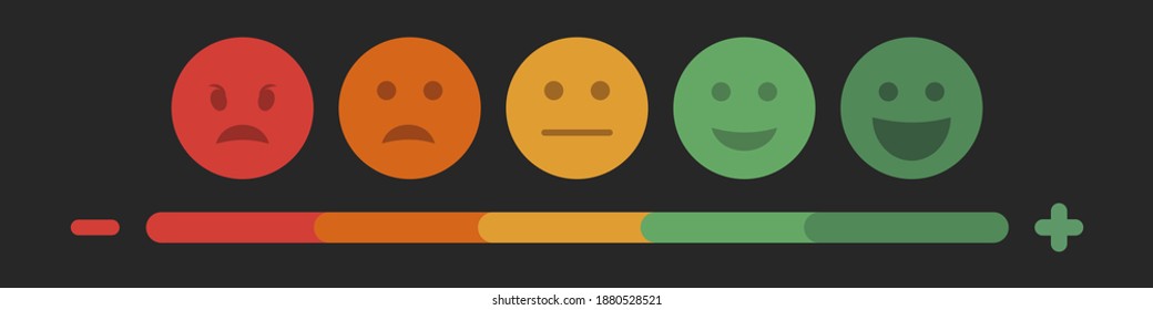 Smile from happy to angry in flat style vector illustration