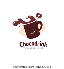 Smile happy chocolate drink logo icon concept illustration