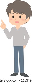 smile and happy man point illust