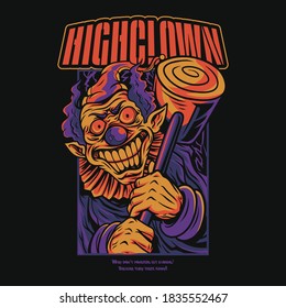 Smile High Clown Scary Halloween Themes Merch Illustration