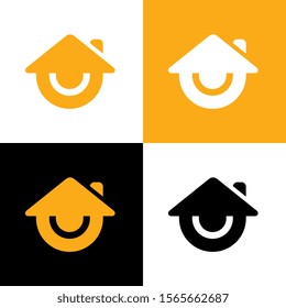 Smile home logo design template elements, happy house symbol - Vector