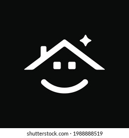 Smile House Logo Concept. Minimalist Logotype. Monogram. Black and White. Logo for Agency Property, Company Identity Real Estate and App. Abstract Logo. Icon, Symbol, Emblem and Sign